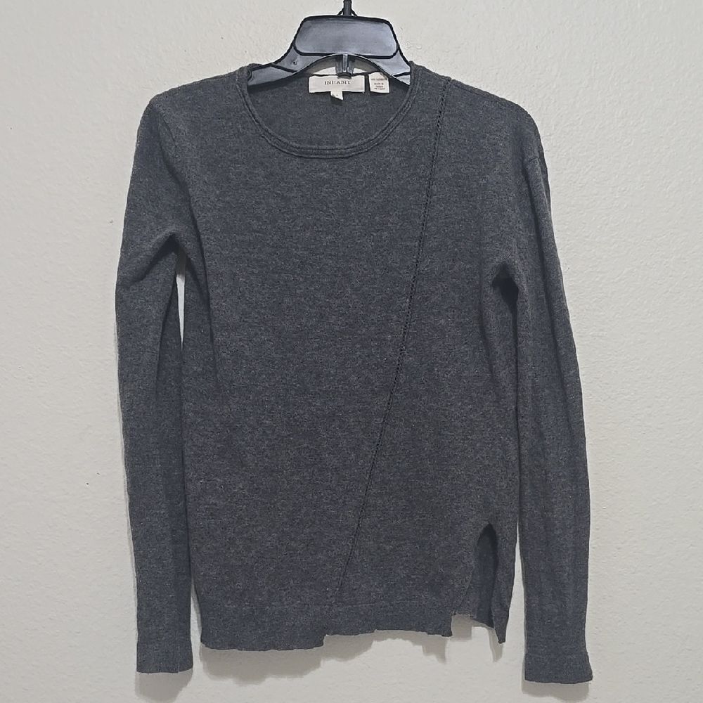 Inhabit Gray Crew Neck Sweater Fine Knit Sm‎